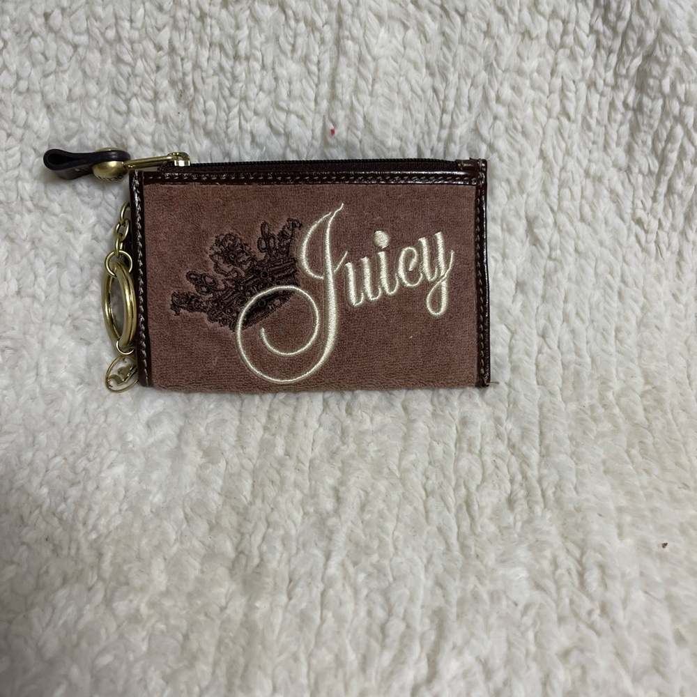 Vintage Juicy Couture velour Brown Coin purse. Leather trim . - Picture 2 of 7